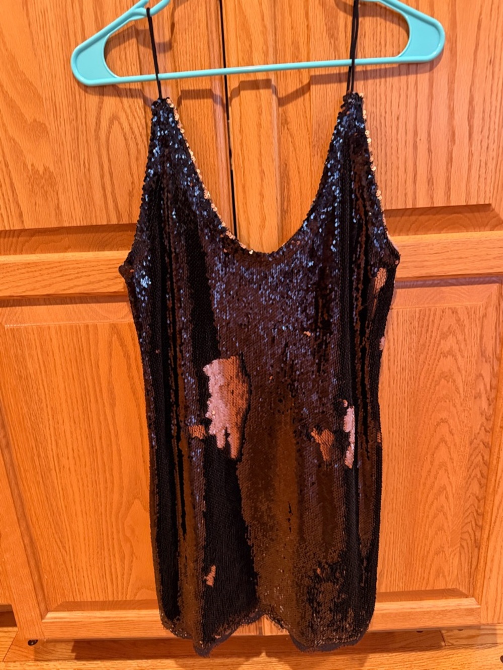 Black and Gold Sequin Tank Mini Dress